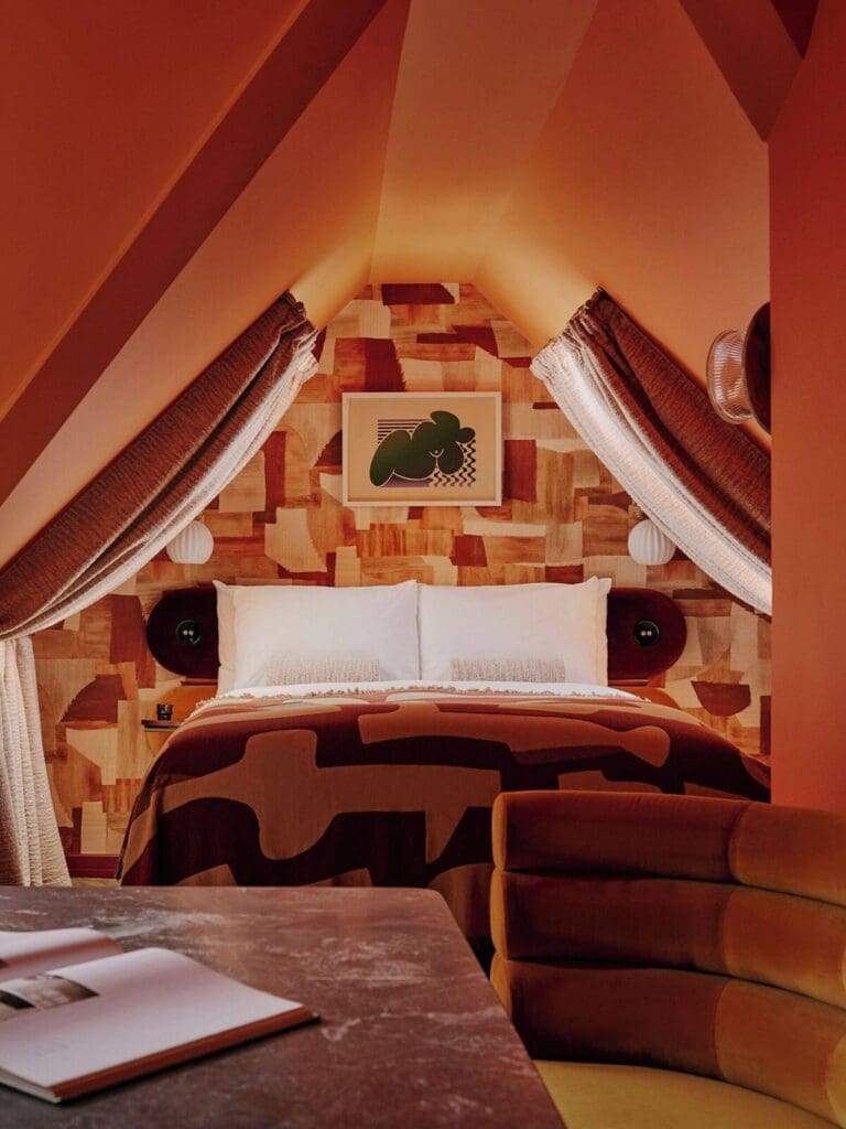 Bedroom at Ember Locke, Kensington — boutique apartment-style room with calm interiors, perfect as a hen weekend base between plans.