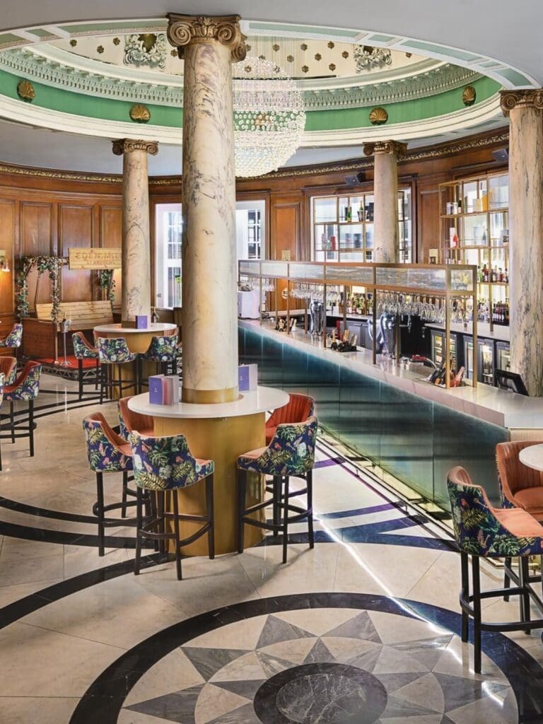 Champagne Central bar seating — a perfect meet-up point for the first hen weekend toast.