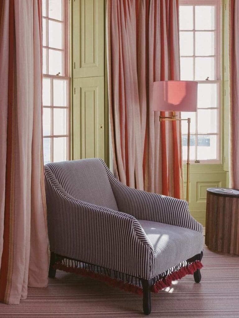 Drakes Hotel bedroom with sea view and statement bathtub, Pinterest-perfect Brighton girls’ weekend stay.