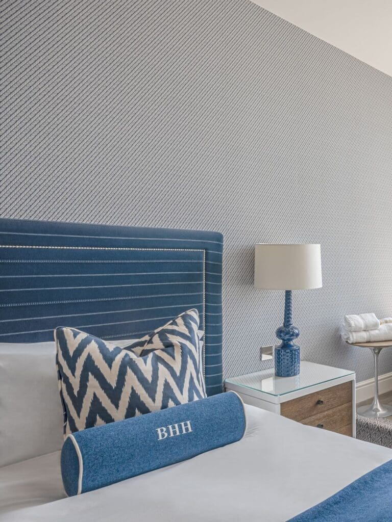 Harbour Hotel Brighton bedroom with boutique nautical details, a luxe base for a girls’ weekend by the sea.