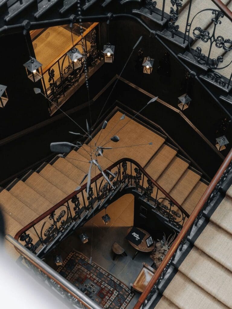 Small Guest staircase at No.1 York — cosy, charming interiors for a well behaved hen group