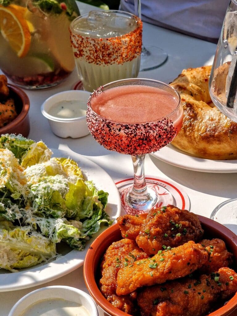 Ramona Manchester bottomless brunch drinks: frozen margaritas on the table, made for a girls’ weekend or hen.