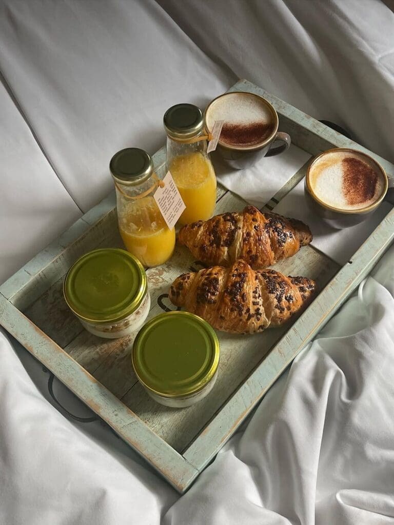 Detail shot of Cow Hollow Manchester breakfast showing boutique décor and warm, inviting textures