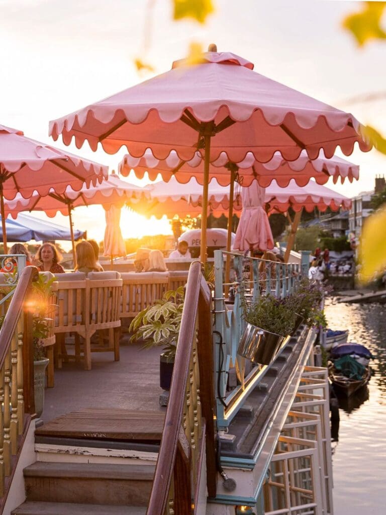 The Peggy Jean barge in Richmond, London, a floating riverside brunch spot with airy interiors, big windows and tables set for cocktails and plates – a fun pick for a girls’ day out or hen weekend.
