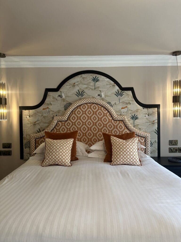 Bedroom at Jesmond Dene House with boutique finishes and soft lighting — peaceful getting-ready space for a hen weekend.
