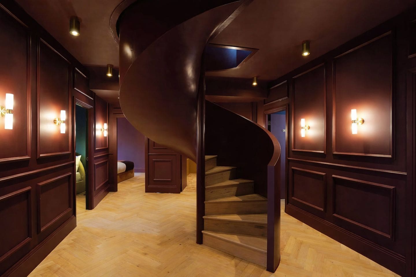 Gold-accented art deco dining space in a Manchester Airbnb, perfect for hen weekend dinners and group drinks before a night out.