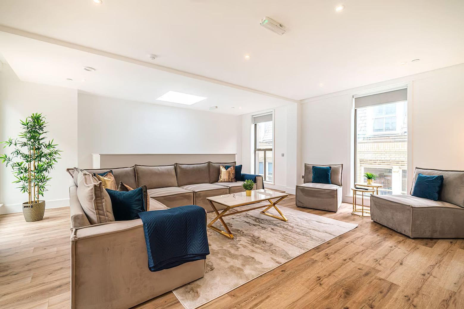 Penthouse with floor-to-ceiling windows and city views in Airbnbs in Liverpool for a hen weekend.