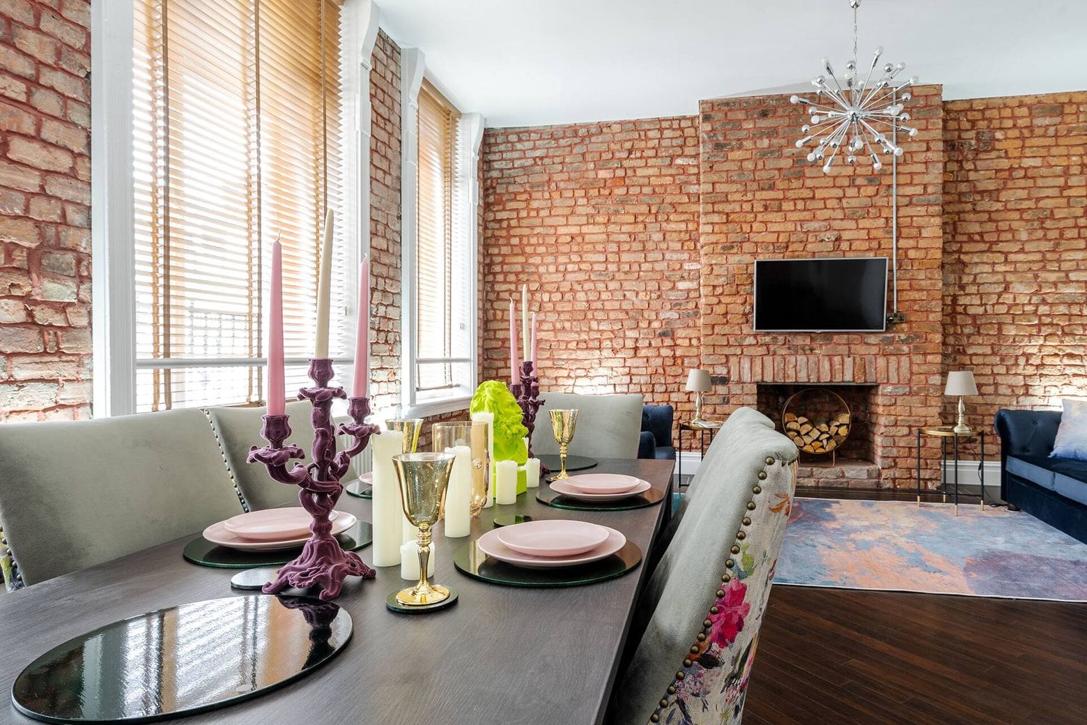 Modern grey and marble interiors in central flat on Bold Street in Airbnbs in Liverpool for a hen weekend.