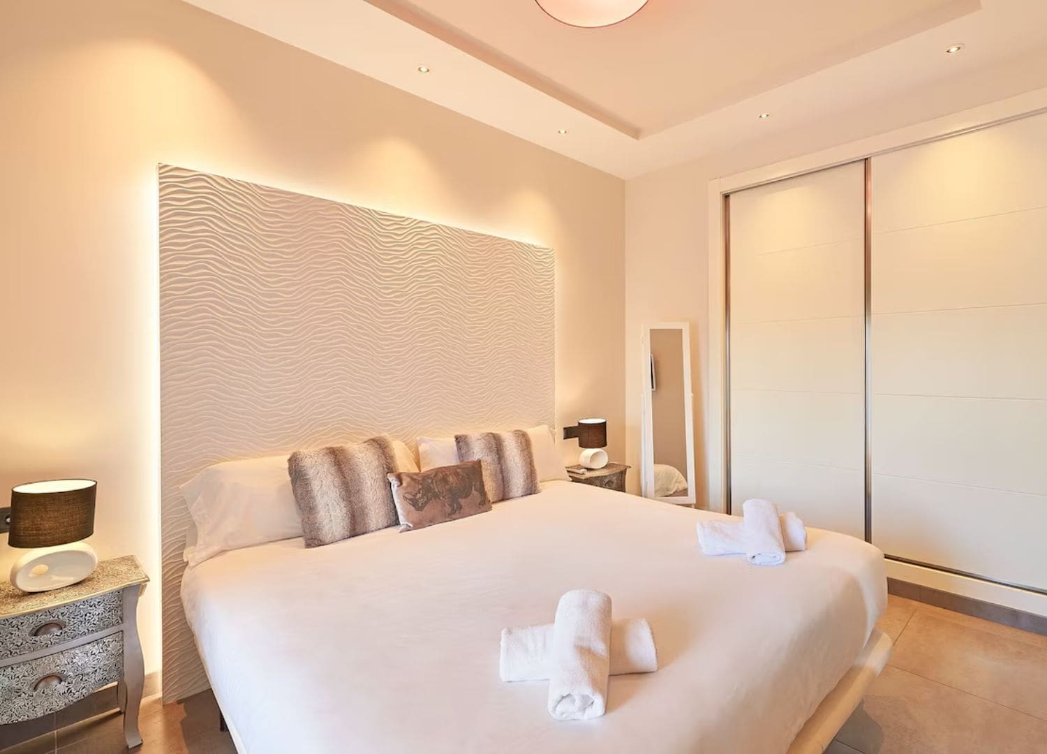 Contemporary villa with private pool and clean interiors in Airbnbs in Ibiza for a hen weekend near Talamanca Beach.