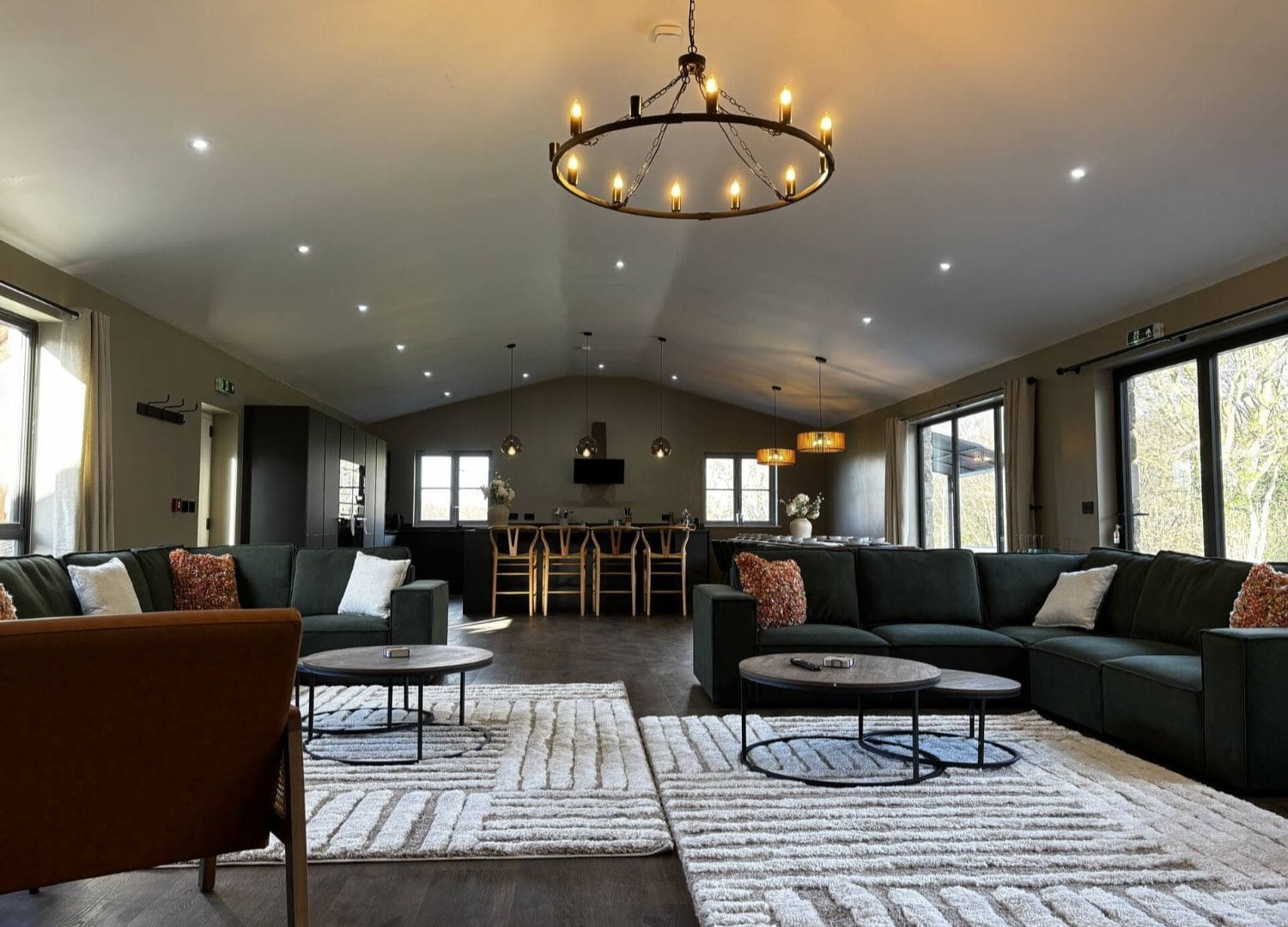 Spacious barn-style stay with en-suite bedrooms, firepit and woodland terrace in Airbnbs in Newcastle for a hen weekend.