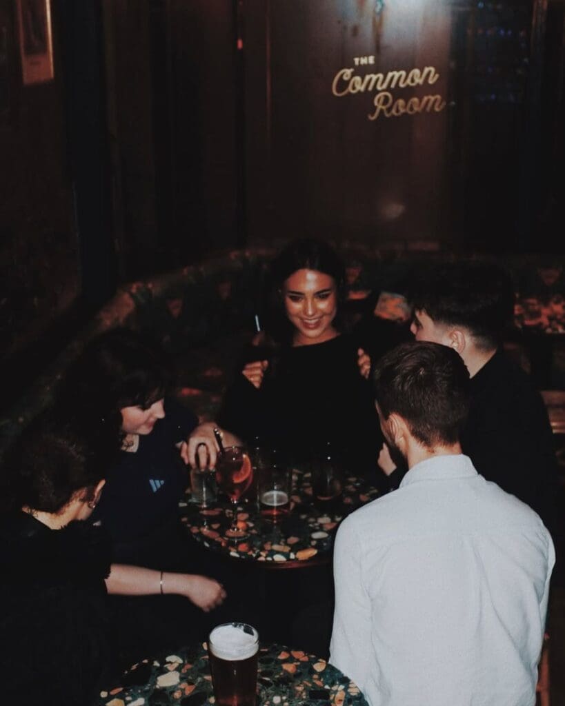 Busy nightlife atmosphere at The Common Room in Bath, a relaxed bar for drinks, music and a fun hen weekend night out.