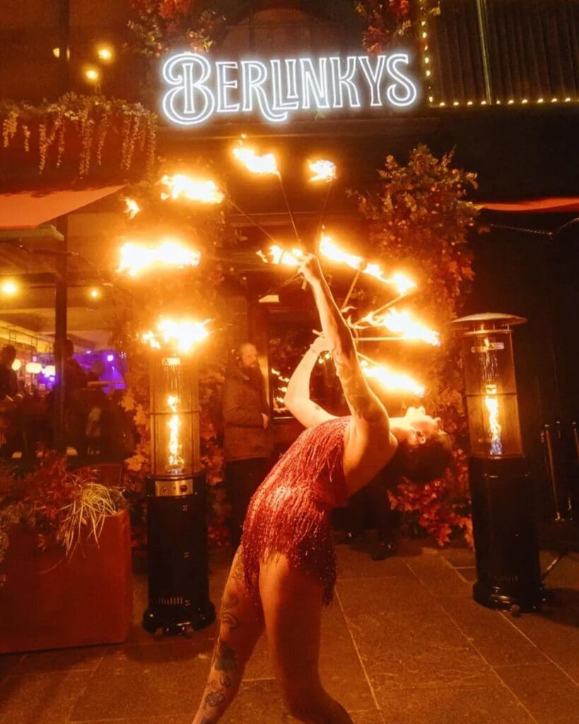 Cabaret-style nightlife atmosphere at Berlinkys in Glasgow, a lively spot for cocktails, entertainment and a hen weekend night out.
