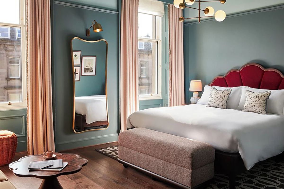 The Hoxton Edinburgh, a design-led Georgian townhouse hotel with soft pink and teal interiors