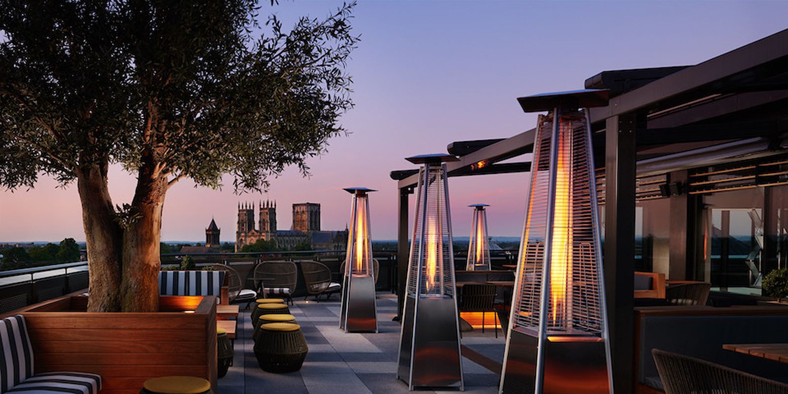 Rooftop drinks and tapas at Sora Sky Bar York, with panoramic city views for a York hen weekend.